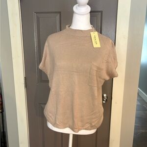 Aritzia Light Brown Short Sleeve Knit Top